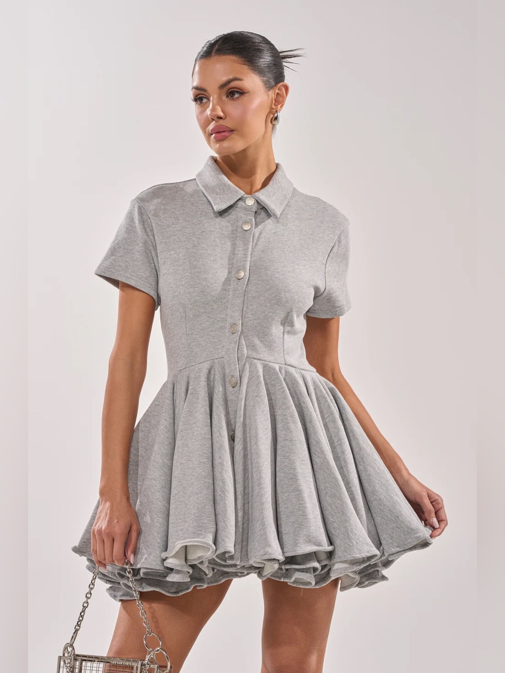 Akira AVERY Short Sleeve French Terry Mini Dress